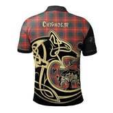 Clan Chisholm Ancient Tartan Polo Shirt Viking Wolf PB40 Chisholm Ancient Tartan Tartan Polo